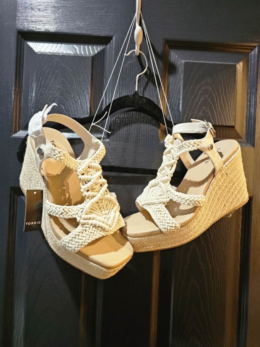 Torrid Cream Braided Espadrille Wedge Sandals with Ankle Buckle